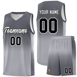 Custom Dark Gray Gray Gradient Fashion Sets Sports Uniform Basketball Jersey