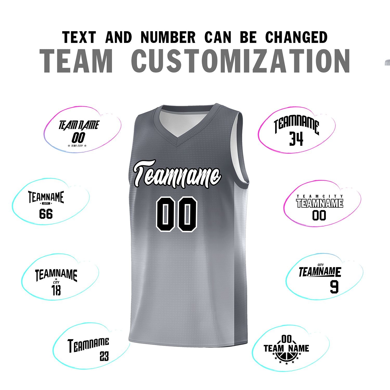 Custom Dark Gray Gray Gradient Fashion Sets Sports Uniform Basketball Jersey