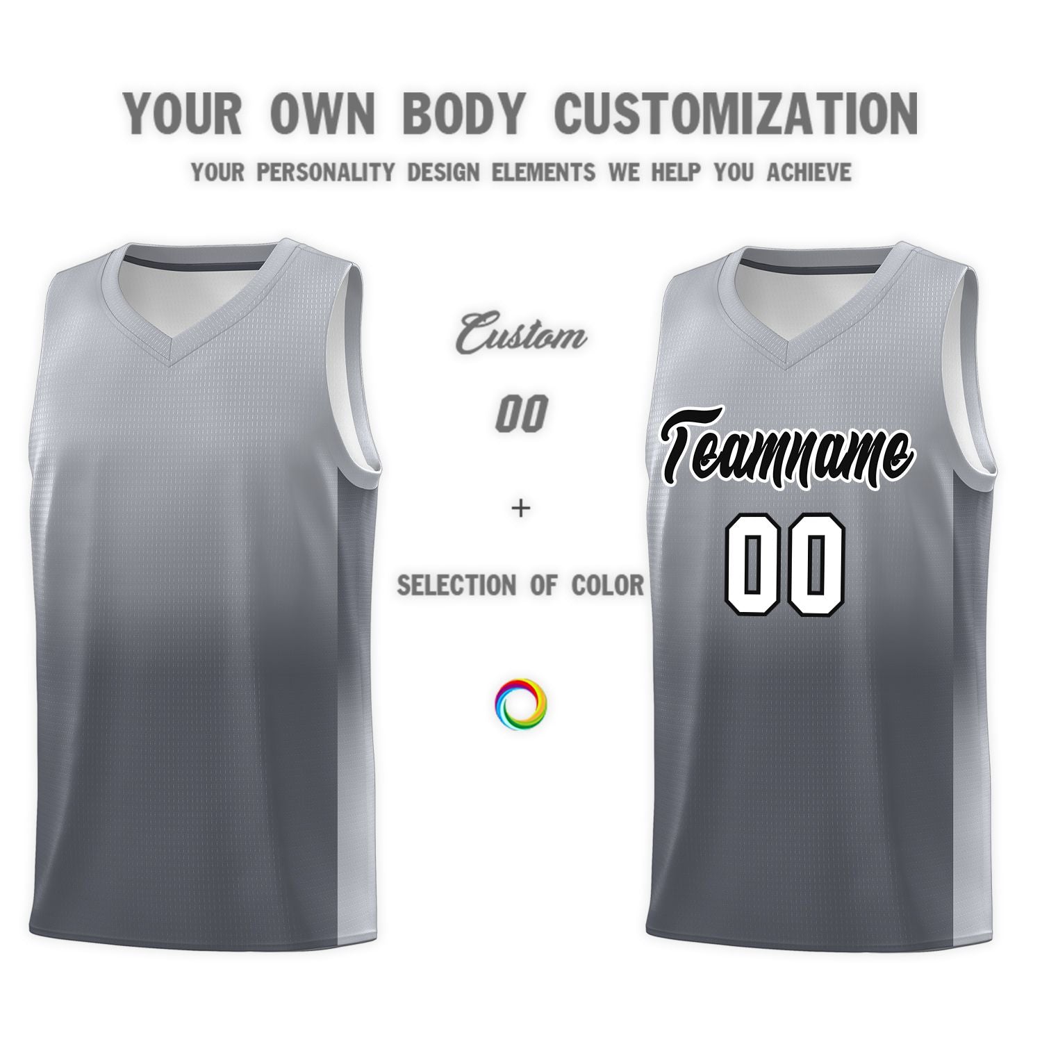 Custom Gray Dark Gray Gradient Fashion Sets Sports Uniform Basketball Jersey