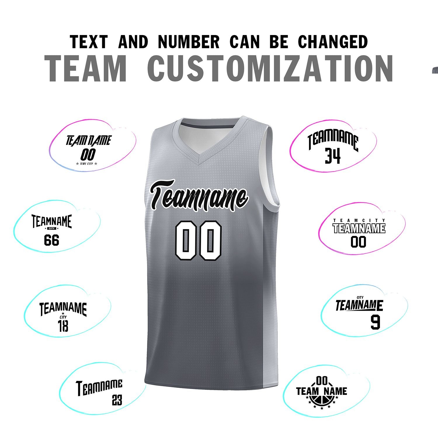 Custom Gray Dark Gray Gradient Fashion Sets Sports Uniform Basketball Jersey