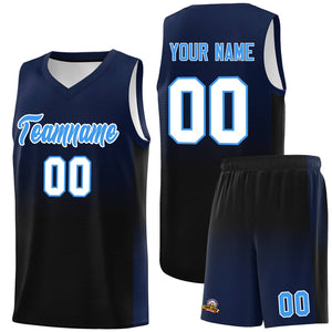 Custom Navy Black Gradient Fashion Sets Sports Uniform Basketball Jersey