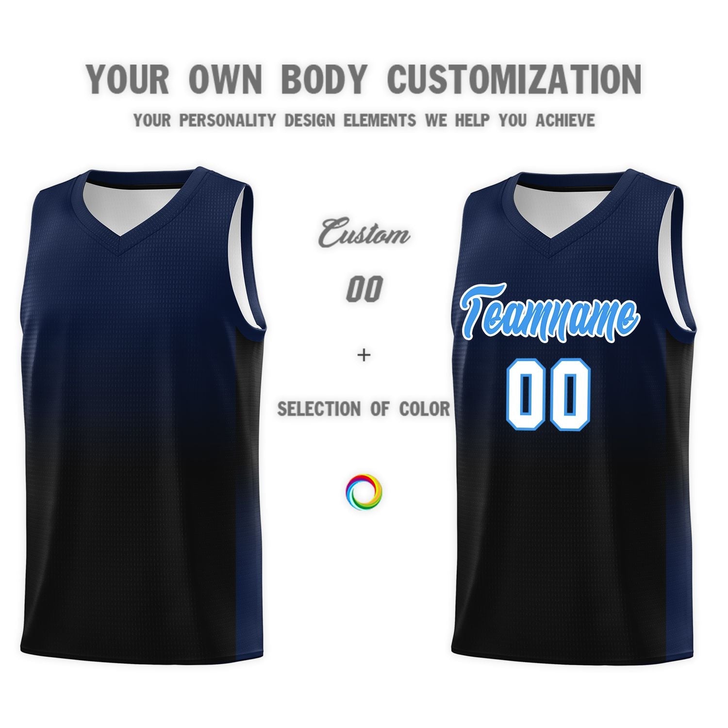 Custom Navy Black Gradient Fashion Sets Sports Uniform Basketball Jersey