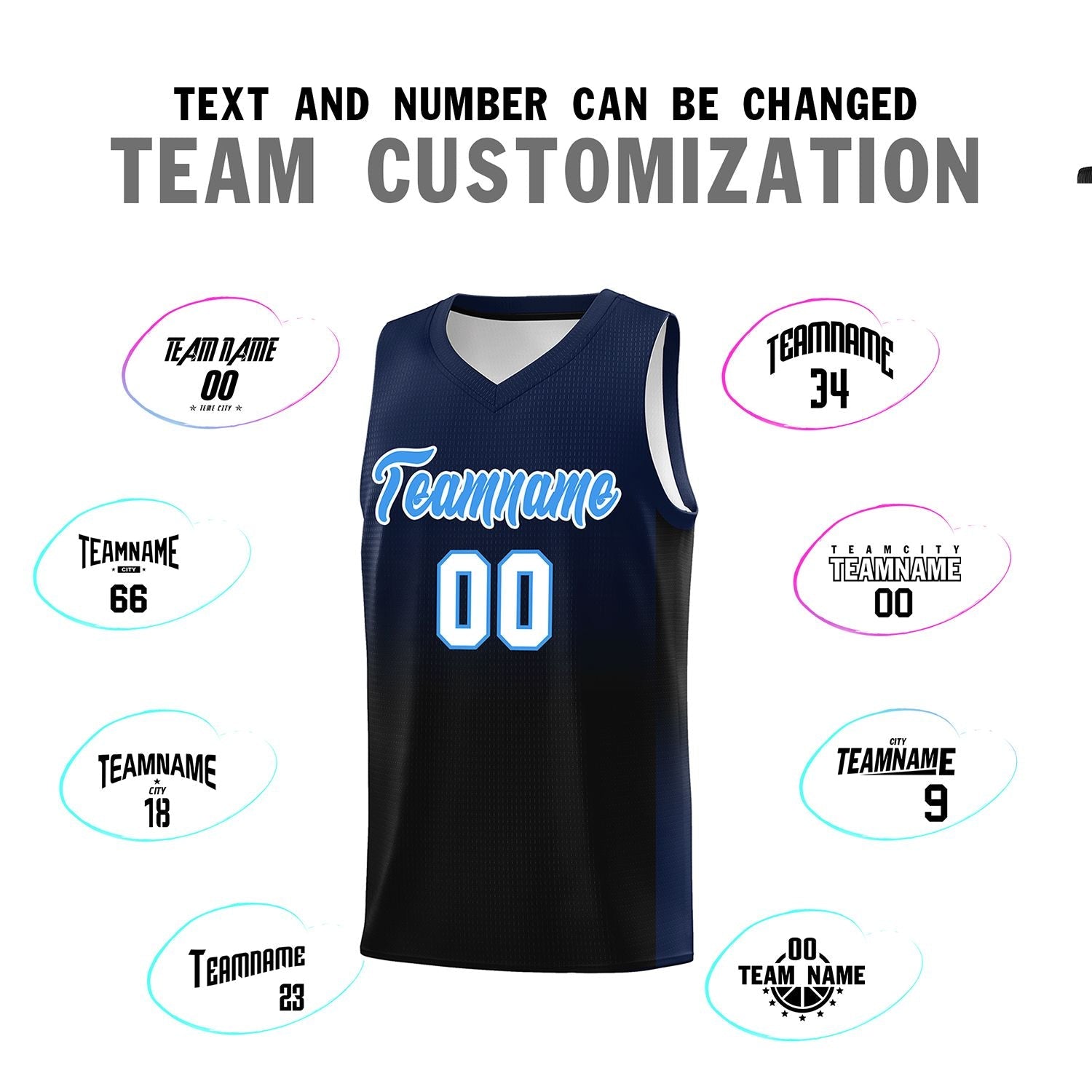 Custom Navy Black Gradient Fashion Sets Sports Uniform Basketball Jersey