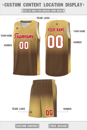 Custom Old Gold Light Brown Gradient Fashion Sets Sports Uniform Basketball Jersey