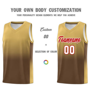 Custom Old Gold Light Brown Gradient Fashion Sets Sports Uniform Basketball Jersey