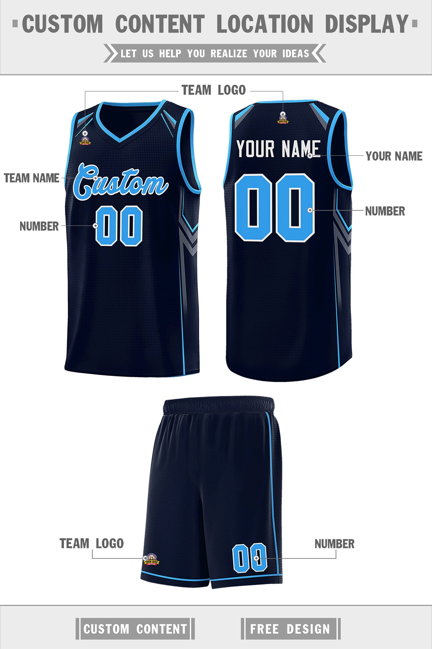 Custom Navy Arrow Graffiti Pattern Sports Uniform Basketball Jersey