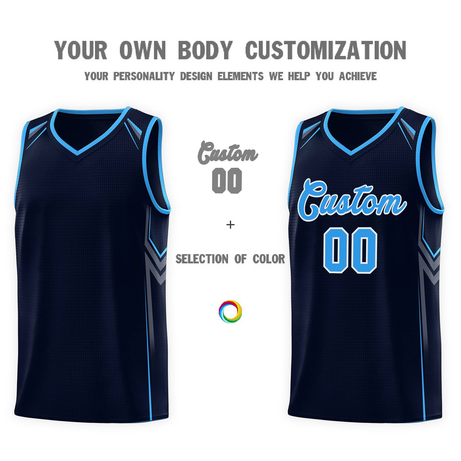 Custom Navy Arrow Graffiti Pattern Sports Uniform Basketball Jersey