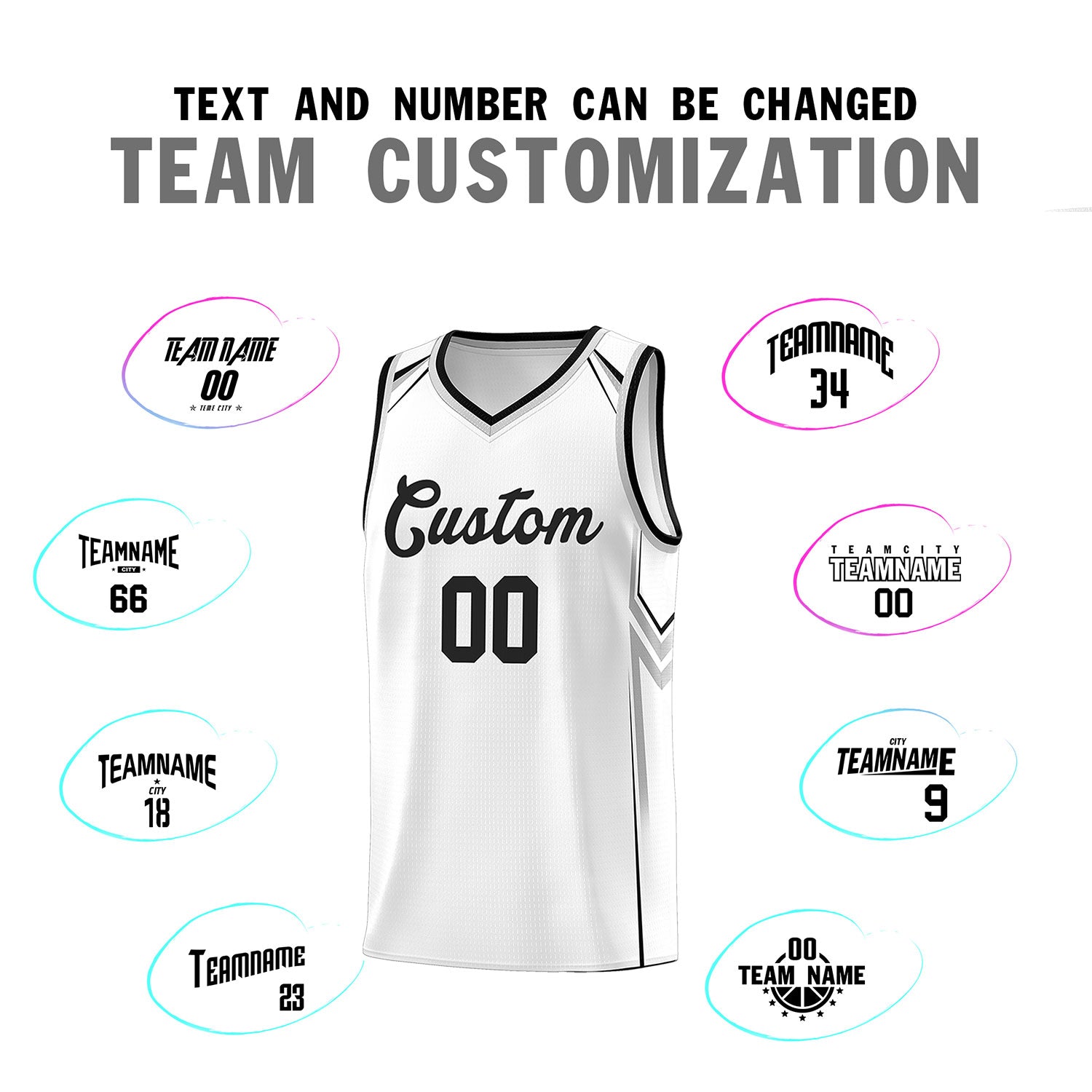 Custom White Arrow Graffiti Pattern Sports Uniform Basketball Jersey