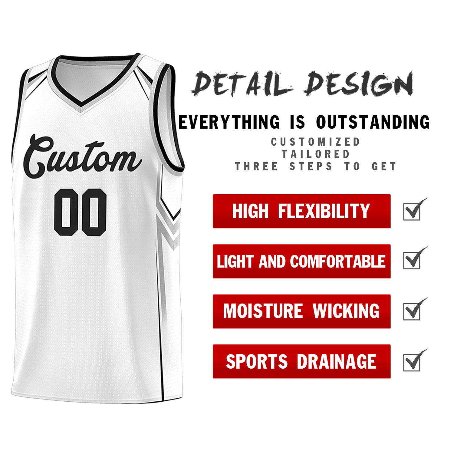 Custom White Arrow Graffiti Pattern Sports Uniform Basketball Jersey