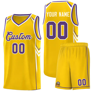 Custom Gold Arrow Graffiti Pattern Sports Uniform Basketball Jersey