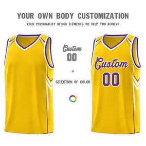 Custom Gold Arrow Graffiti Pattern Sports Uniform Basketball Jersey