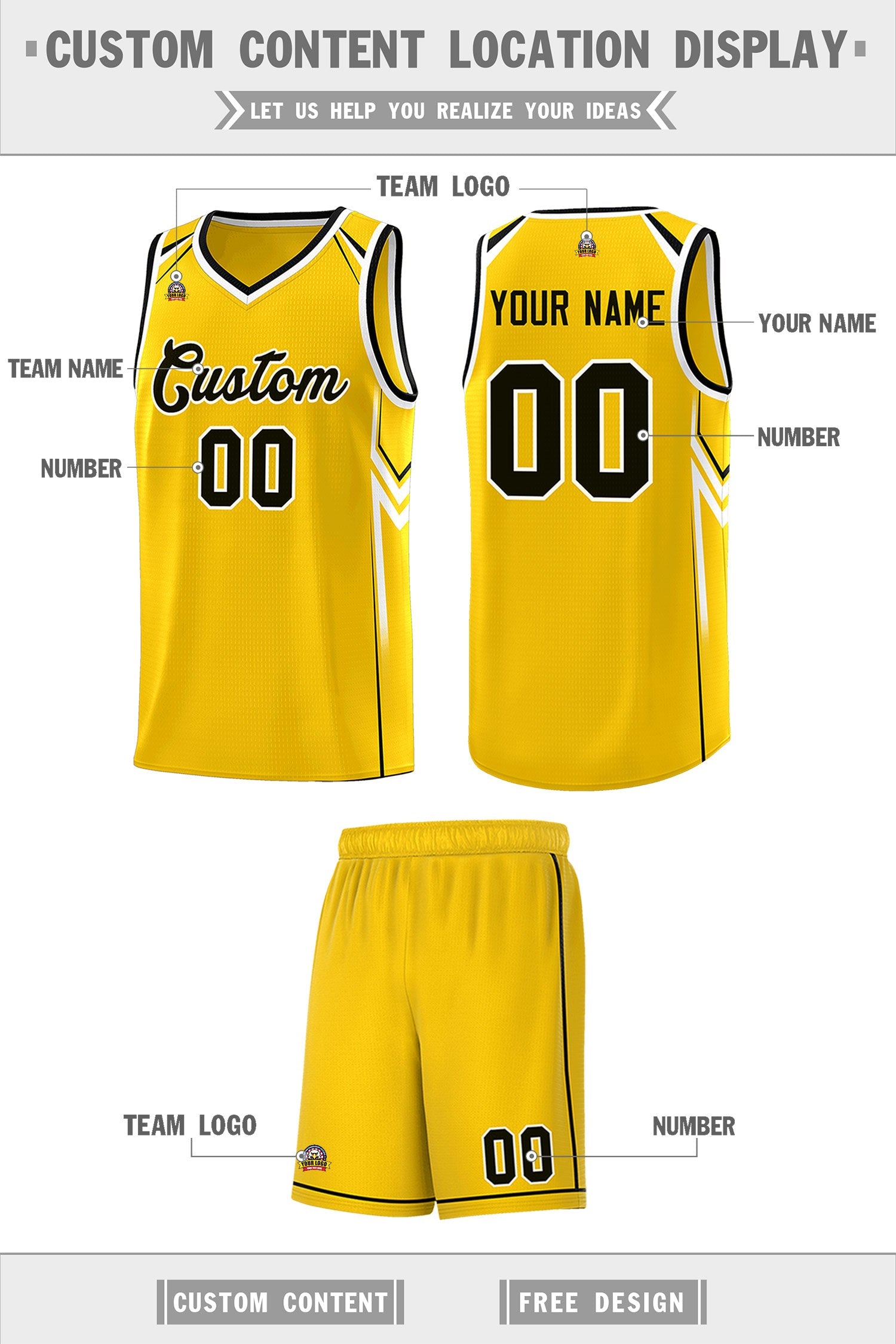 Custom Gold Arrow Graffiti Pattern Sports Uniform Basketball Jersey