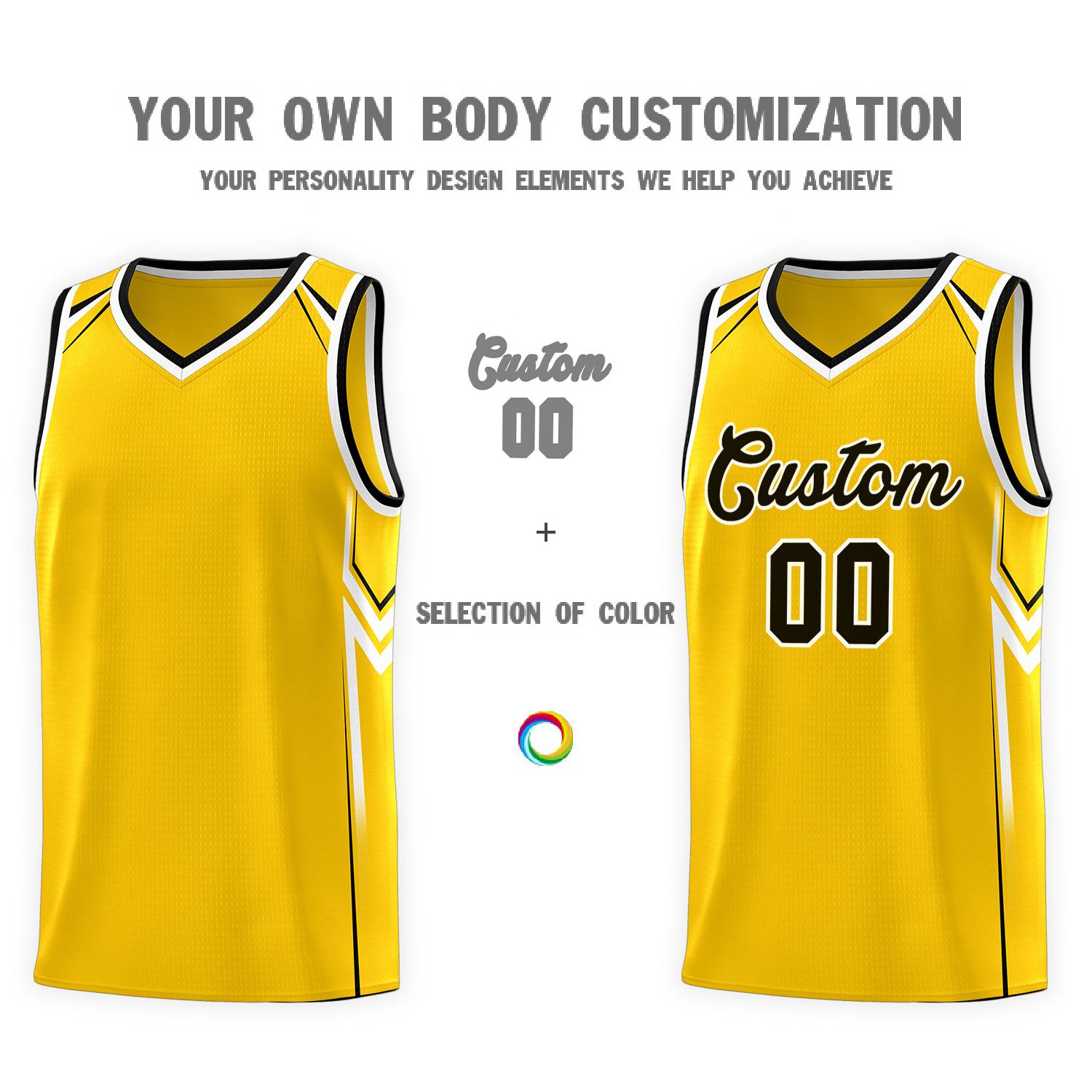 Custom Gold Arrow Graffiti Pattern Sports Uniform Basketball Jersey