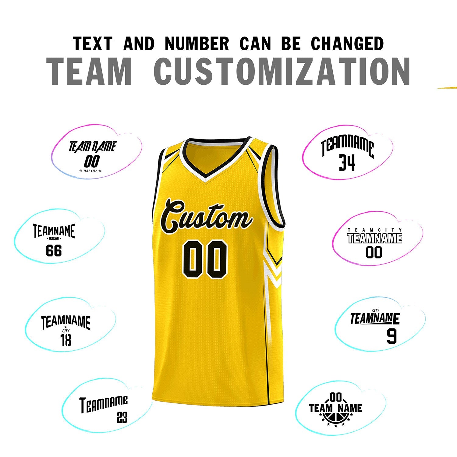 Custom Gold Arrow Graffiti Pattern Sports Uniform Basketball Jersey