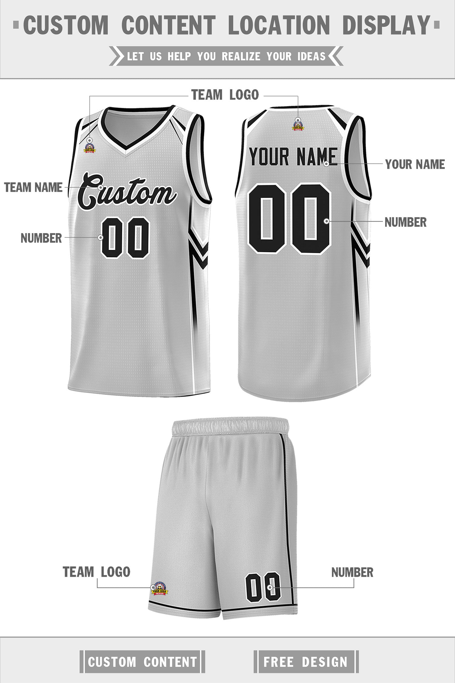 Custom Gray Arrow Graffiti Pattern Sports Uniform Basketball Jersey