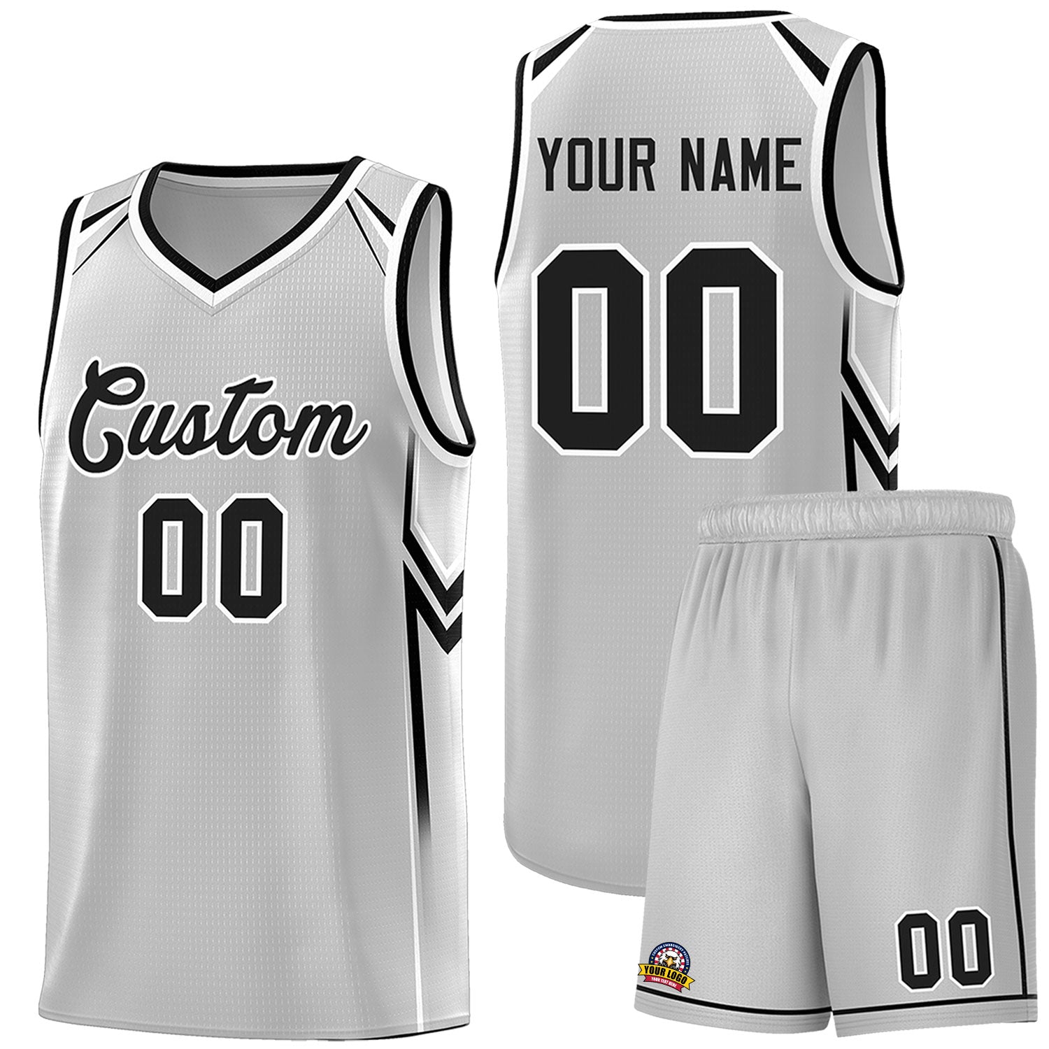 Custom Gray Arrow Graffiti Pattern Sports Uniform Basketball Jersey