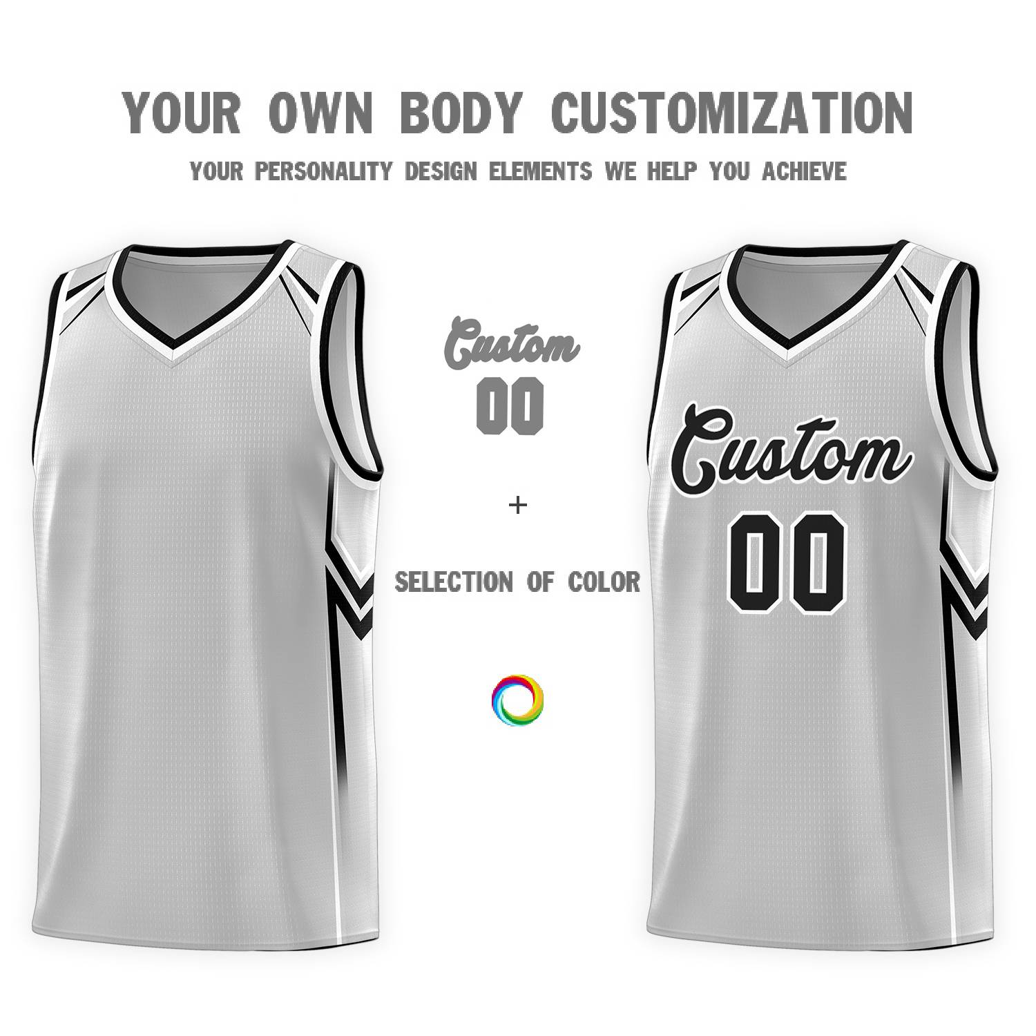 Custom Gray Arrow Graffiti Pattern Sports Uniform Basketball Jersey