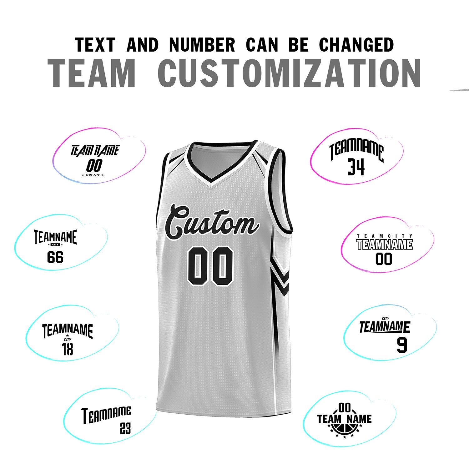 Custom Gray Arrow Graffiti Pattern Sports Uniform Basketball Jersey