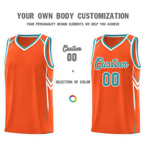 Custom Orange Arrow Graffiti Pattern Sports Uniform Basketball Jersey