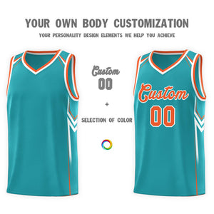 Custom Aqua Arrow Graffiti Pattern Sports Uniform Basketball Jersey