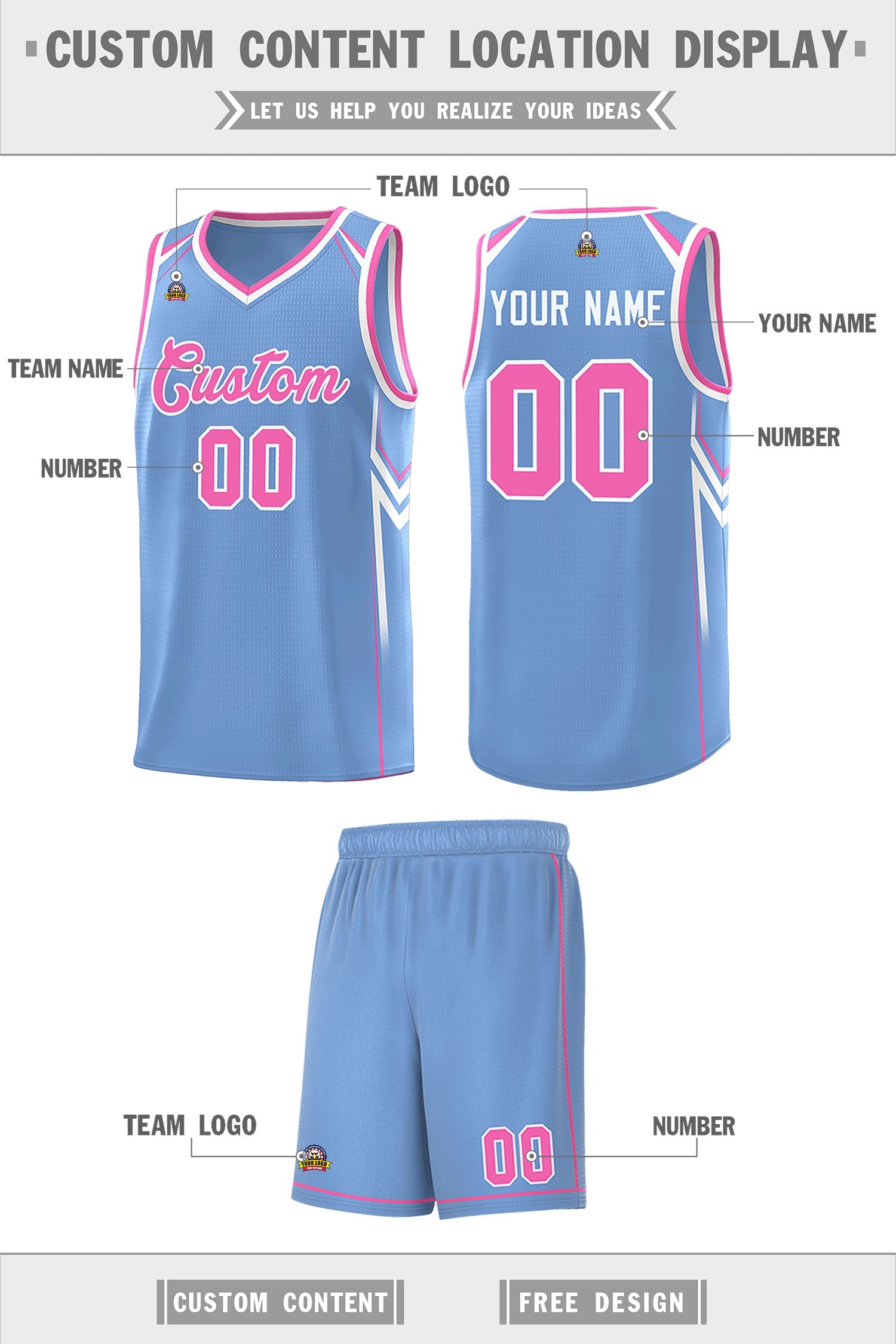 Custom Light Blue Arrow Graffiti Pattern Sports Uniform Basketball Jersey