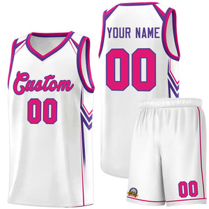 Custom White Arrow Graffiti Pattern Sports Uniform Basketball Jersey