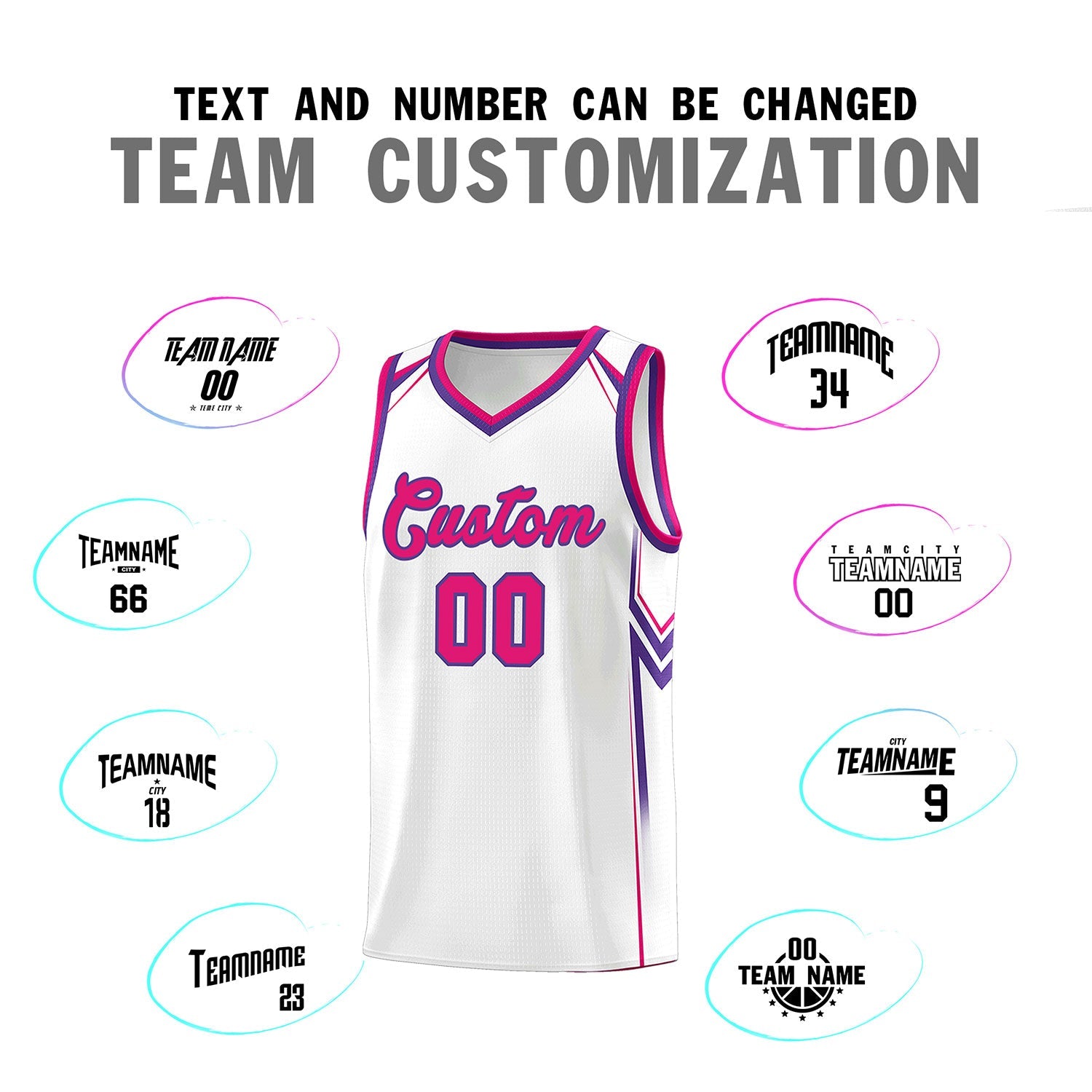 Custom White Arrow Graffiti Pattern Sports Uniform Basketball Jersey