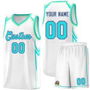 Custom White Arrow Graffiti Pattern Sports Uniform Basketball Jersey