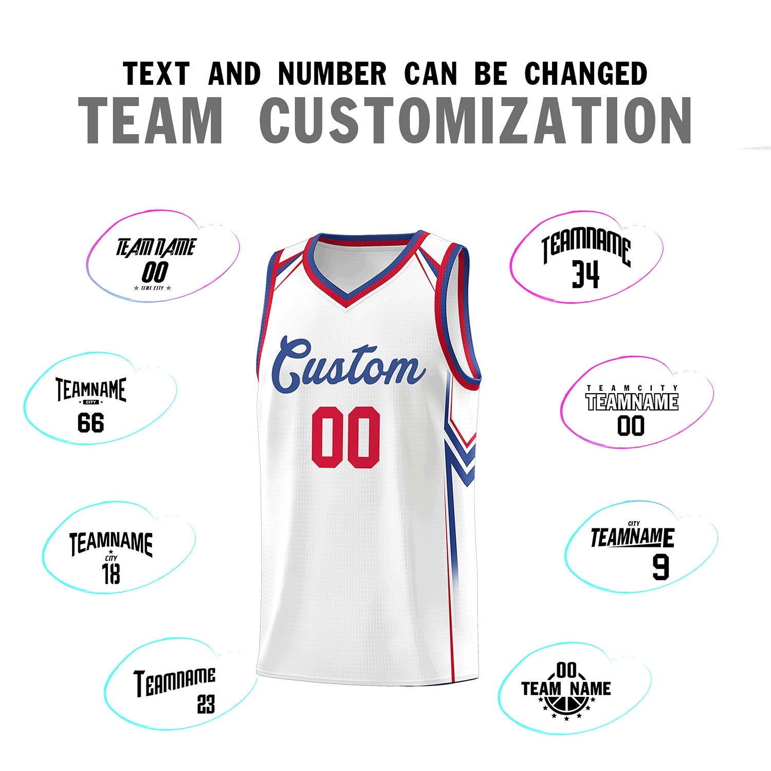 Custom White Arrow Graffiti Pattern Sports Uniform Basketball Jersey