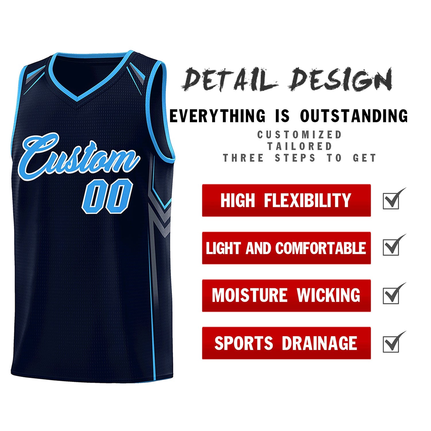 Custom Navy Arrow Graffiti Pattern Sports Uniform Basketball Jersey