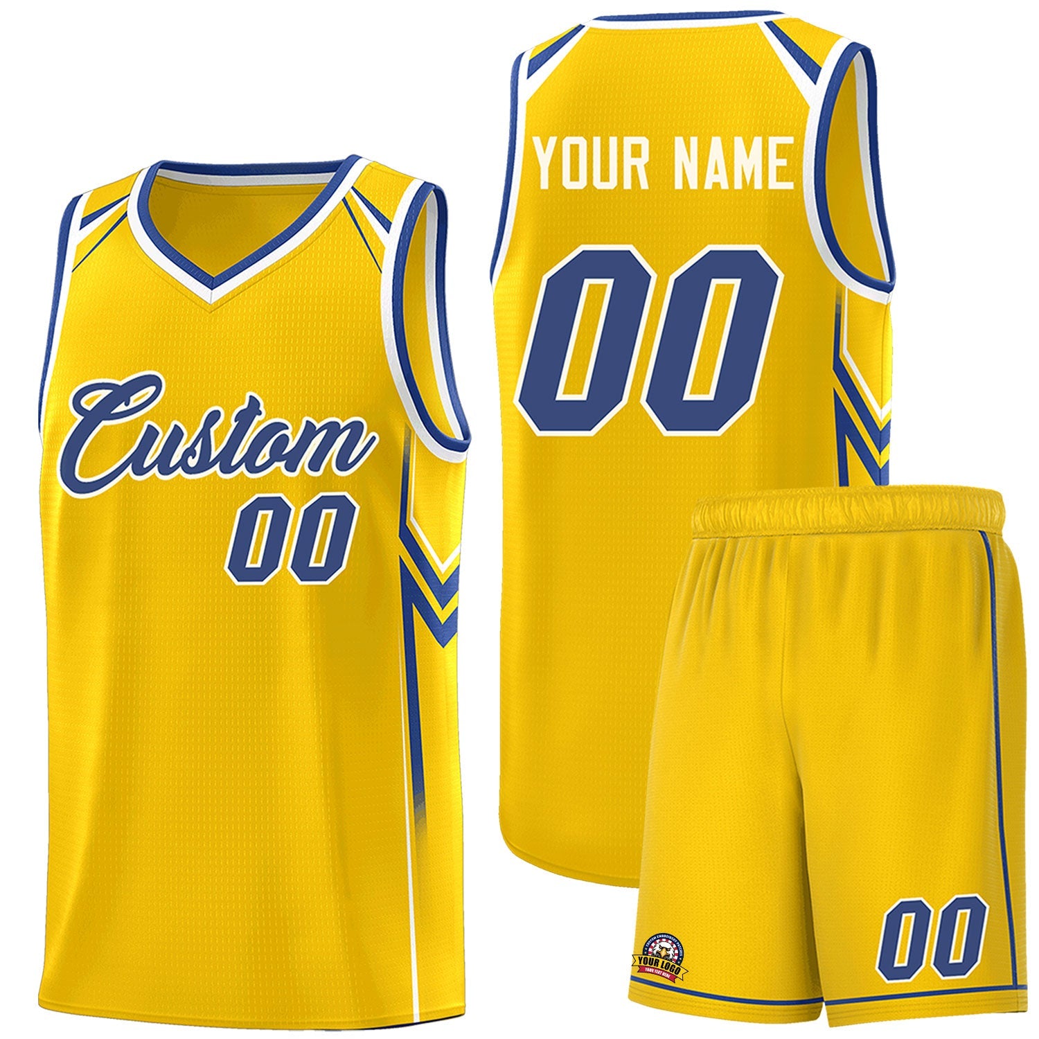 Custom Gold Arrow Graffiti Pattern Sports Uniform Basketball Jersey