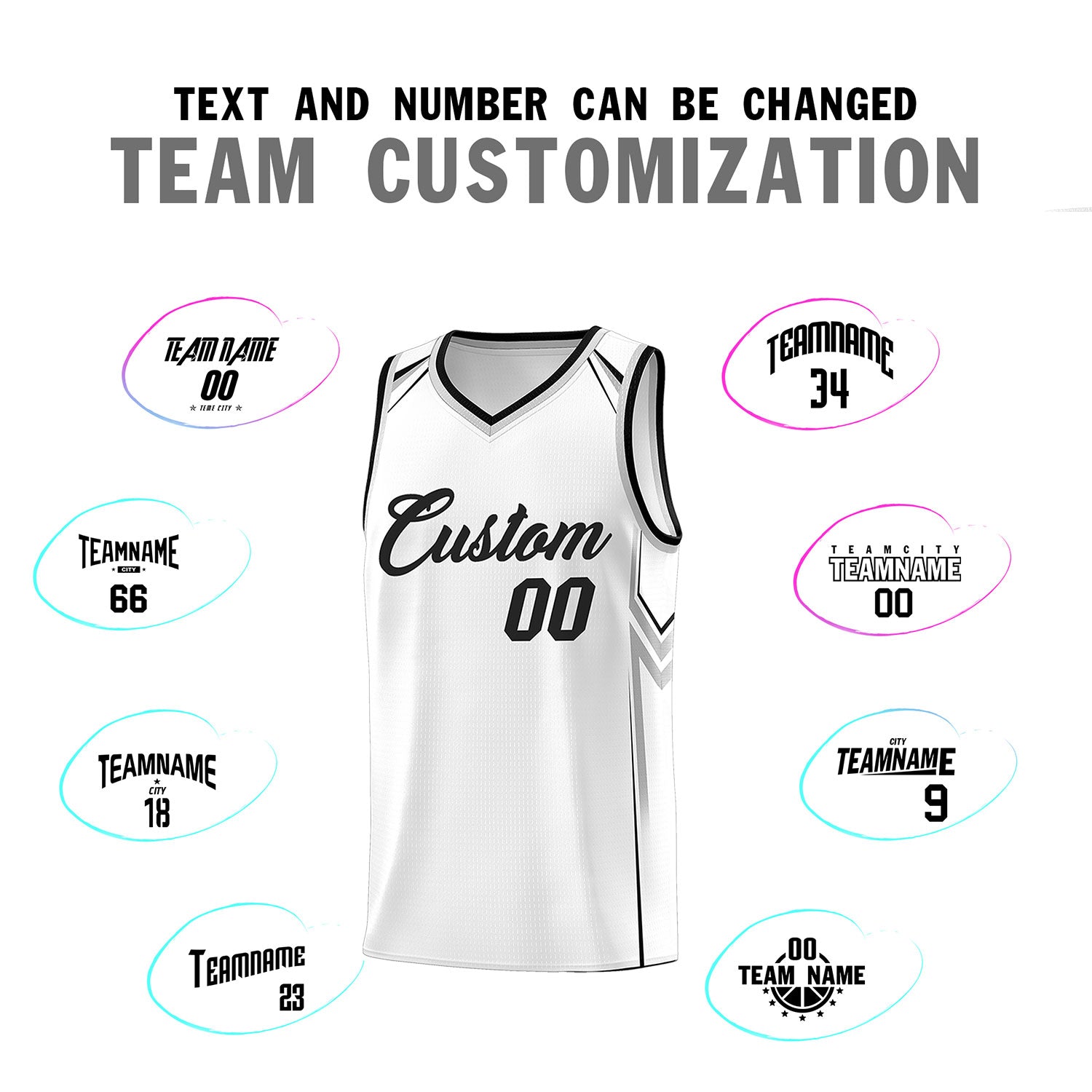 Custom White Arrow Graffiti Pattern Sports Uniform Basketball Jersey