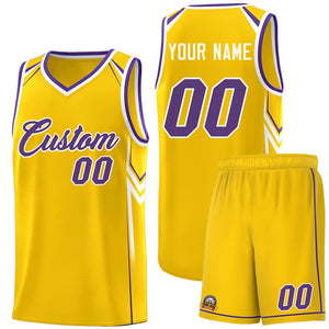 Custom Gold Arrow Graffiti Pattern Sports Uniform Basketball Jersey