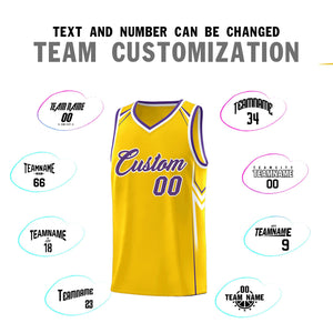 Custom Gold Arrow Graffiti Pattern Sports Uniform Basketball Jersey