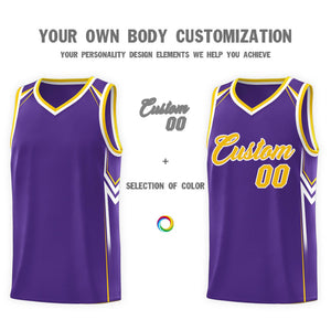 Custom Purple Arrow Graffiti Pattern Sports Uniform Basketball Jersey