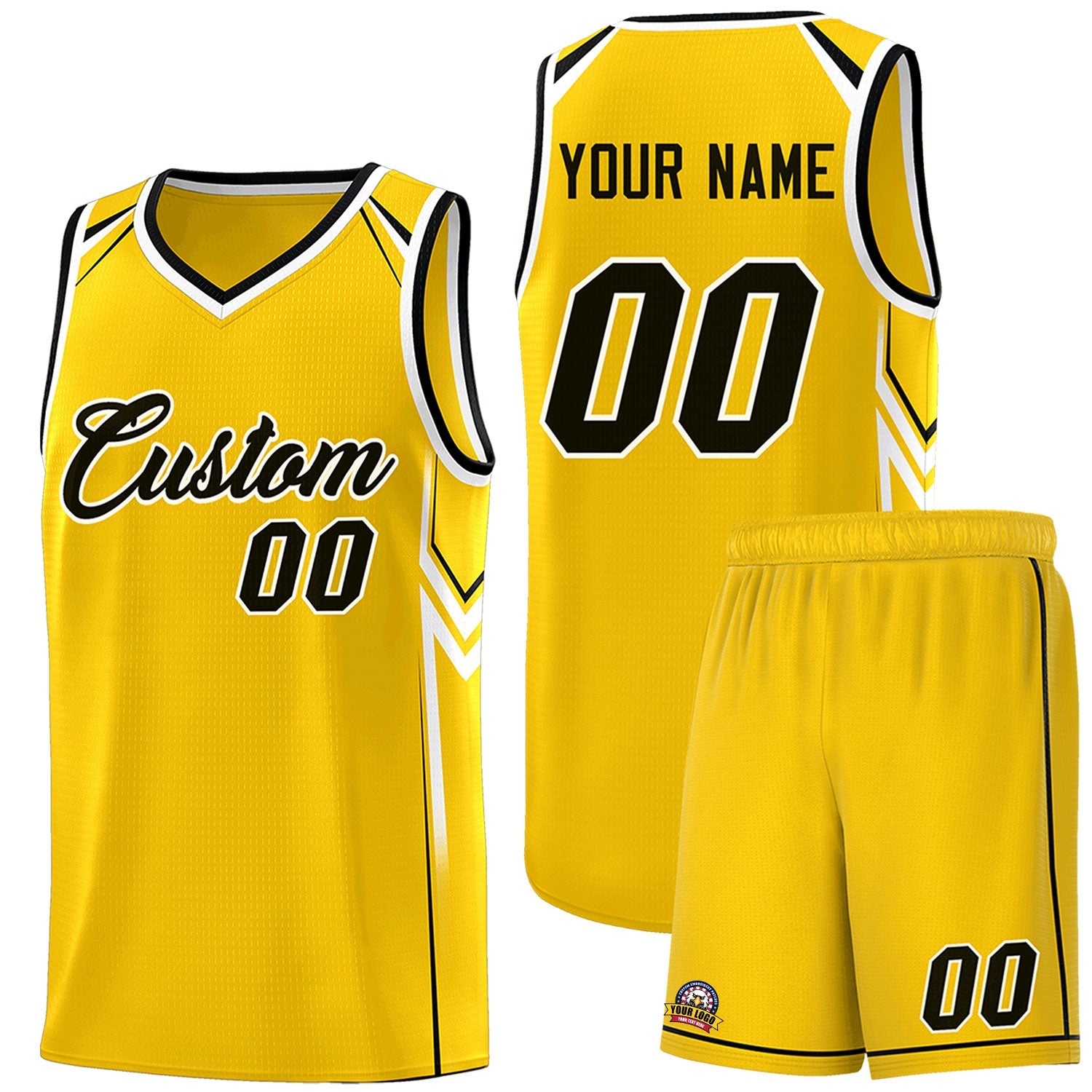 Custom Gold Arrow Graffiti Pattern Sports Uniform Basketball Jersey