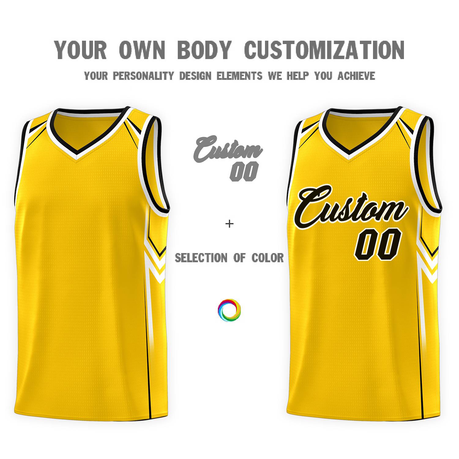 Custom Gold Arrow Graffiti Pattern Sports Uniform Basketball Jersey