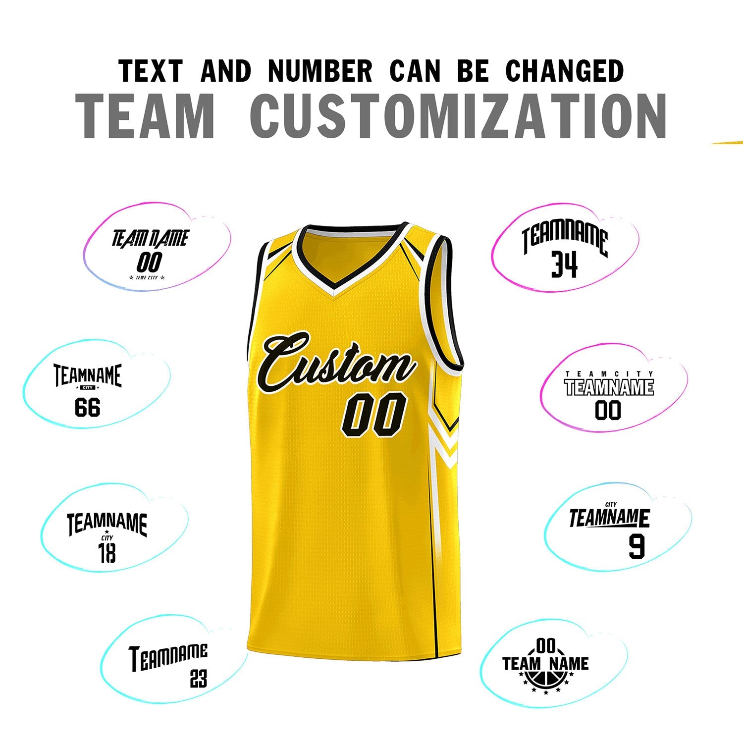 Custom Gold Arrow Graffiti Pattern Sports Uniform Basketball Jersey