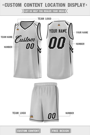 Custom Gray Arrow Graffiti Pattern Sports Uniform Basketball Jersey