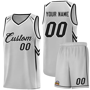 Custom Gray Arrow Graffiti Pattern Sports Uniform Basketball Jersey