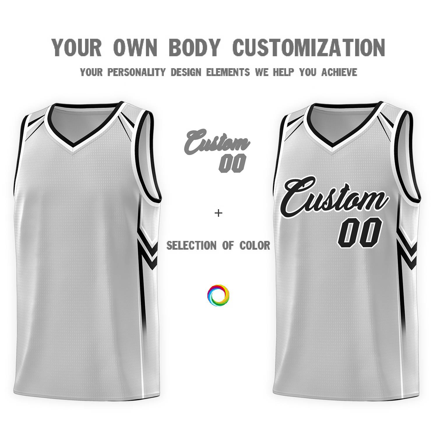 Custom Gray Arrow Graffiti Pattern Sports Uniform Basketball Jersey