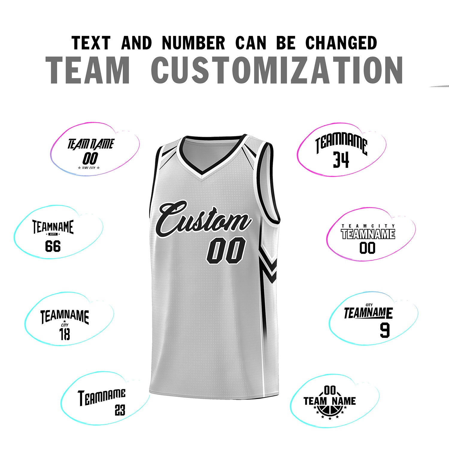 Custom Gray Arrow Graffiti Pattern Sports Uniform Basketball Jersey