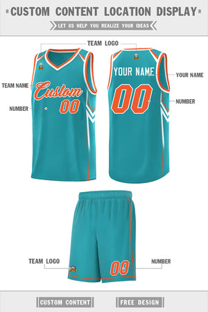 Custom Aqua Arrow Graffiti Pattern Sports Uniform Basketball Jersey