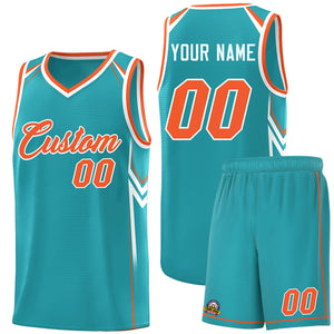 Custom Aqua Arrow Graffiti Pattern Sports Uniform Basketball Jersey