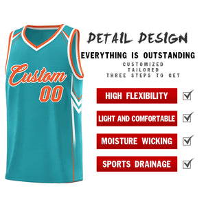 Custom Aqua Arrow Graffiti Pattern Sports Uniform Basketball Jersey