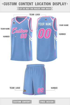 Custom Light Blue Arrow Graffiti Pattern Sports Uniform Basketball Jersey