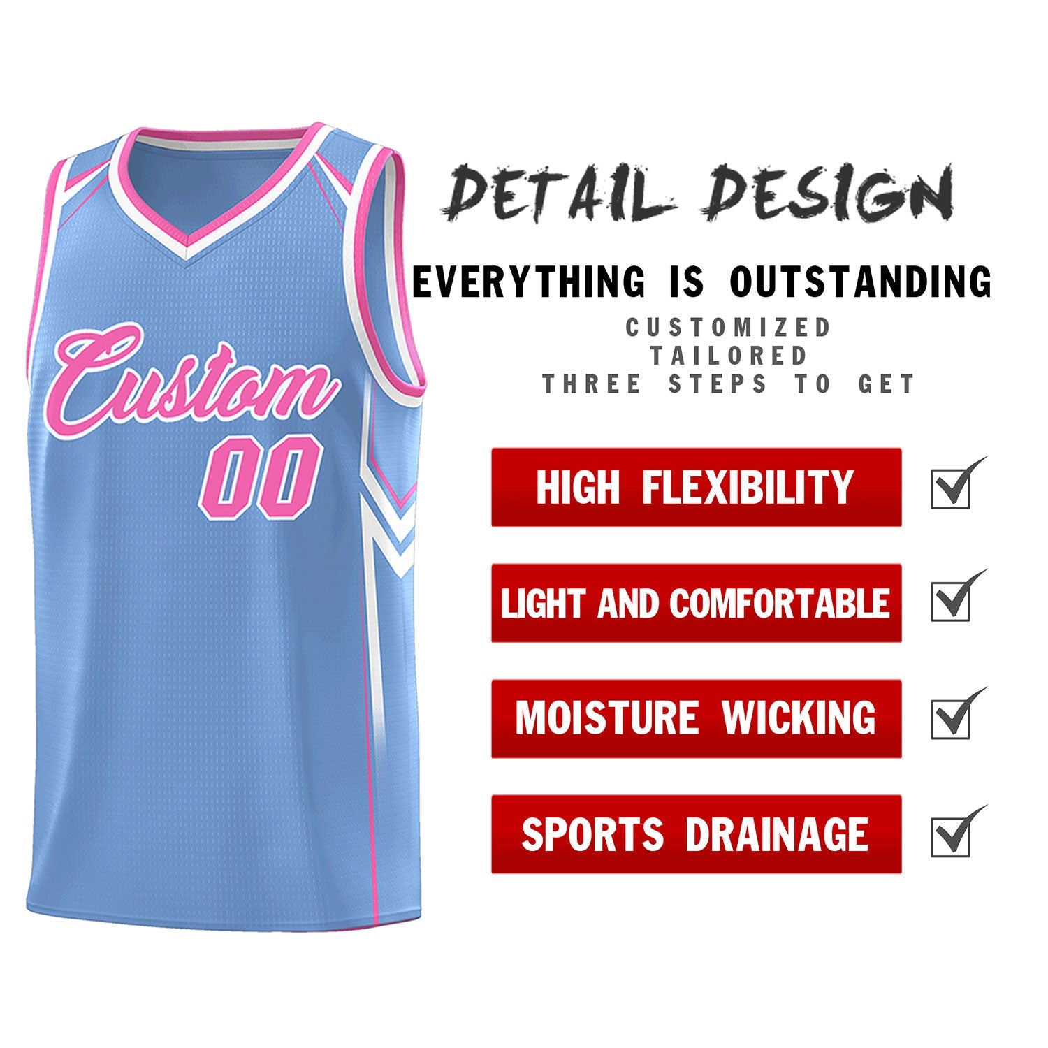 Custom Light Blue Arrow Graffiti Pattern Sports Uniform Basketball Jersey