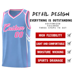 Custom Light Blue Arrow Graffiti Pattern Sports Uniform Basketball Jersey