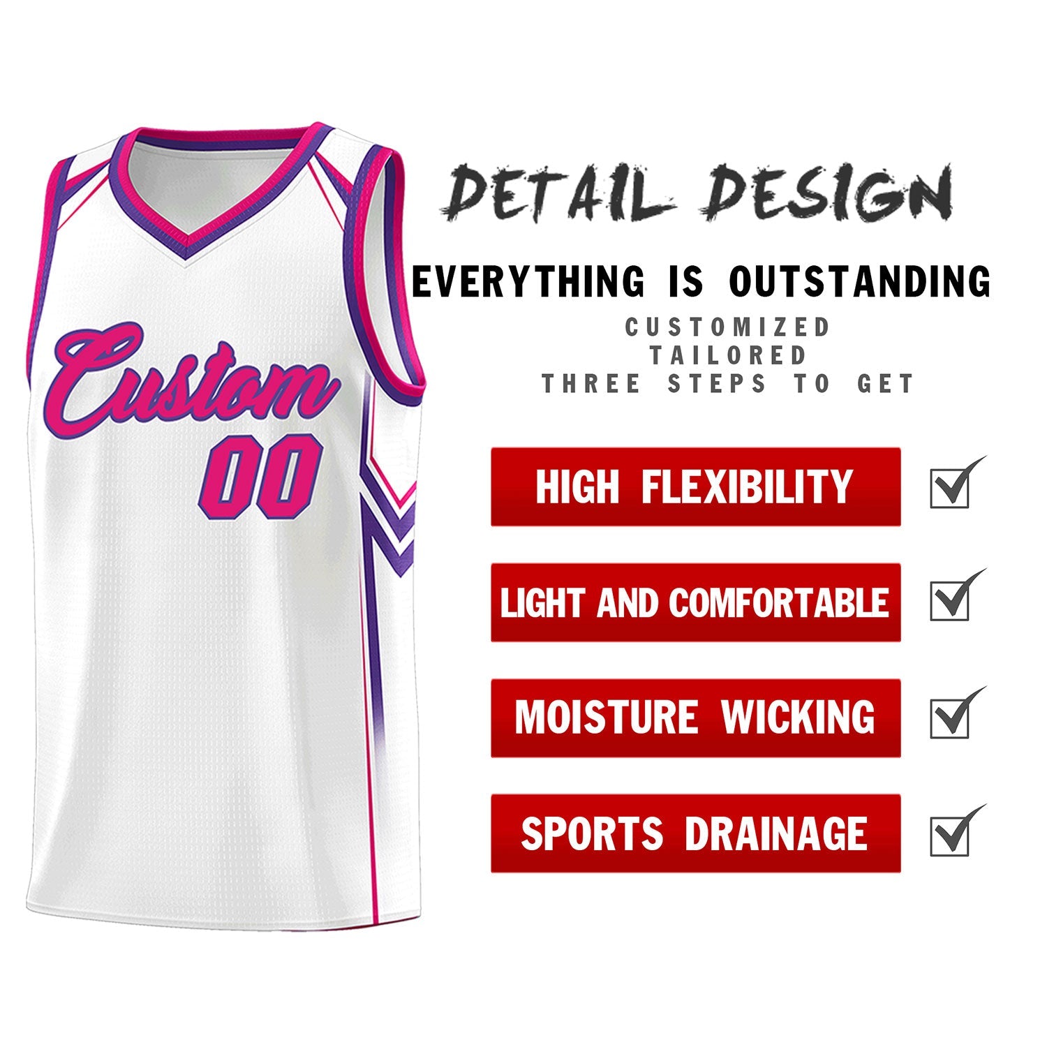 Custom White Arrow Graffiti Pattern Sports Uniform Basketball Jersey