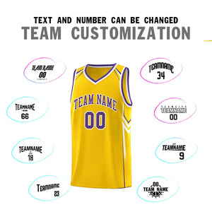 Custom Gold Arrow Graffiti Pattern Sports Uniform Basketball Jersey